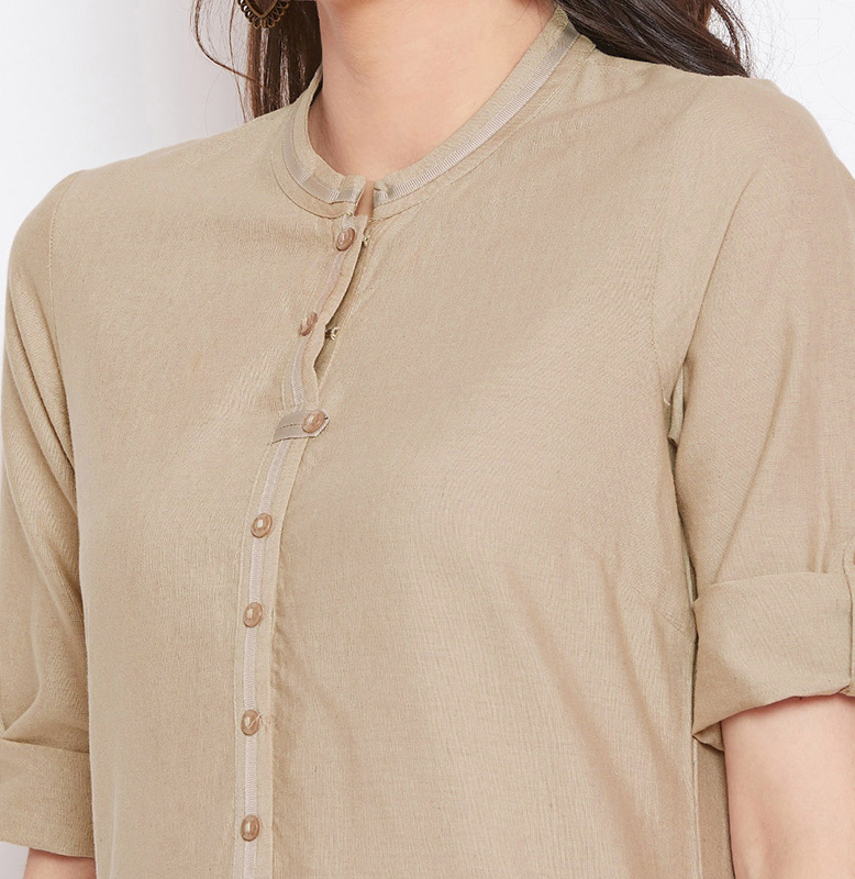 Aurelia Beige Solid Straight Kurta
