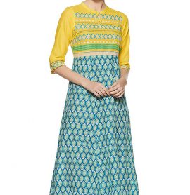 Aurelia Yellow & Blue Anarkali Kurta