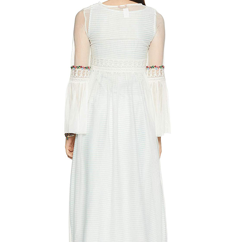 W White Net Straight Kurta